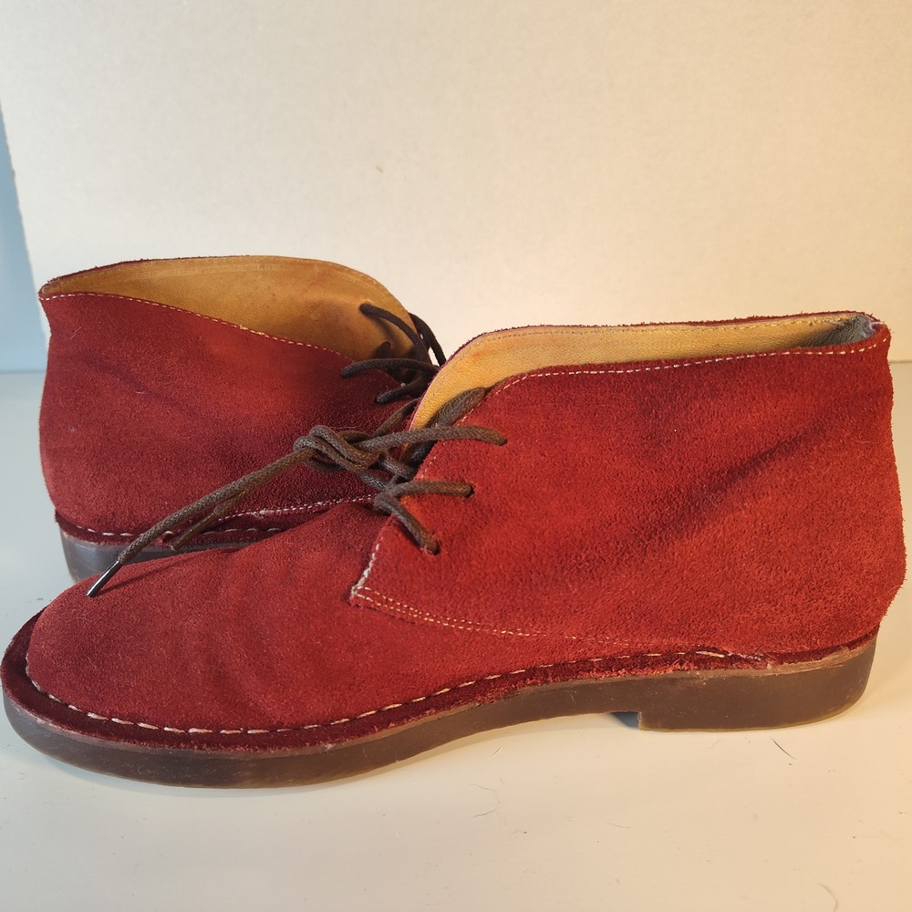 Alma en Pena Red Suede Desert Boots Womens 39 Chukka Ankle Lace Up Casual Shoes